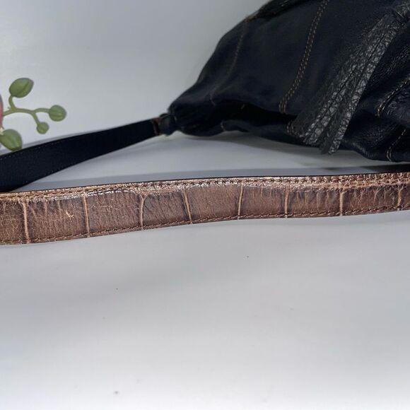 Brighton Two Tone Croc Embossed Leather Shoulder Bag Medium - Picture 10 of 12